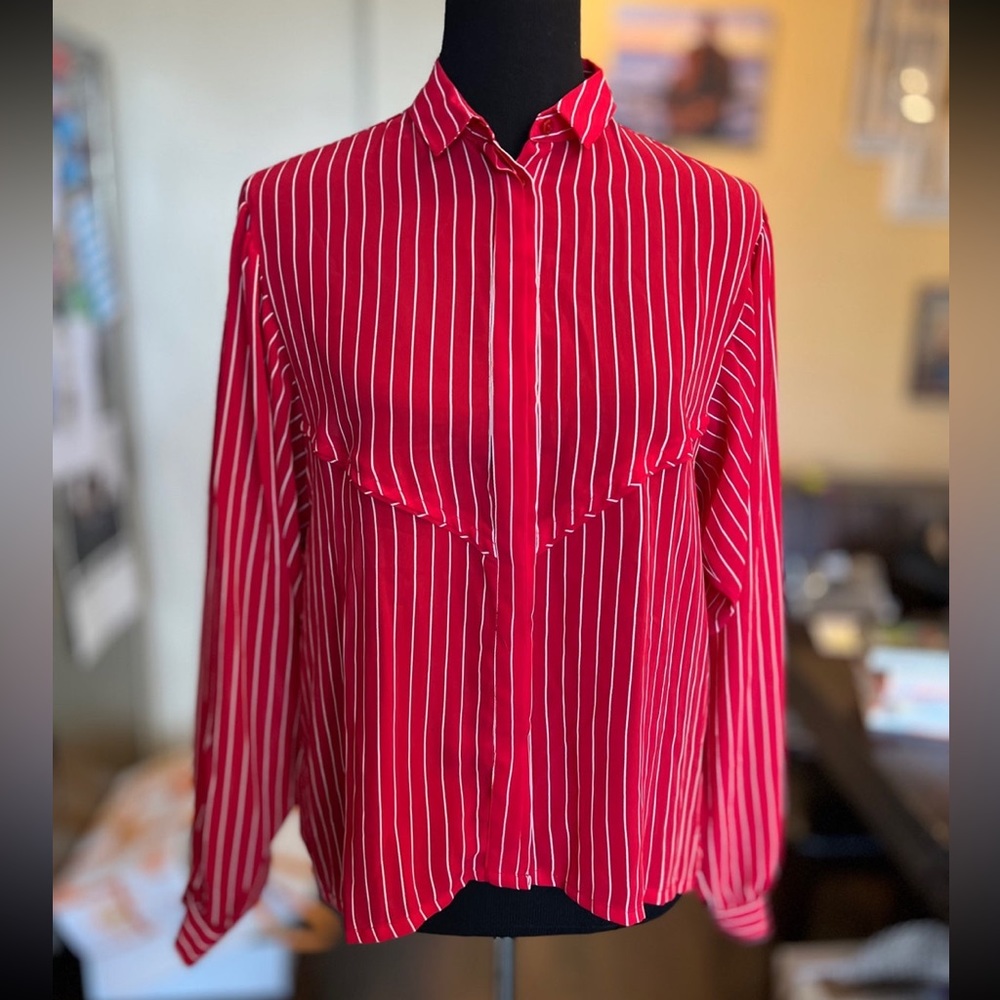 Red and White Authentic Vintage Fashion Blouse
